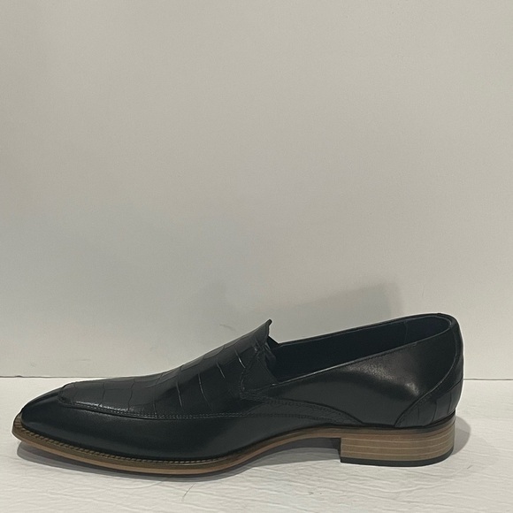 Duca shoes dressy slip on black Italian leather point toe - Picture 3 of 5
